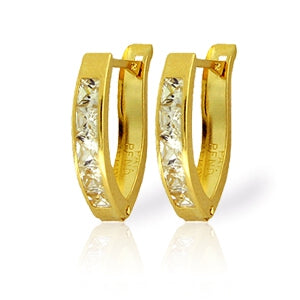 1.1 Carat 14K Solid Yellow Gold Small Cubic Zirconia Oval Hoop Earrings for Women - Elegant Everyday & Party Jewelry Gift