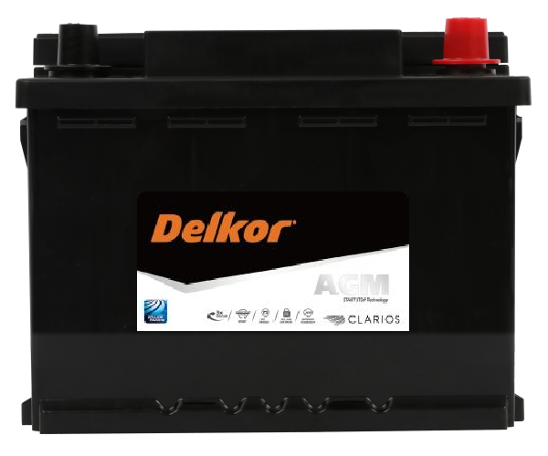 Delkor DIN55HAGM LN2 Car Battery - 12V 55Ah AGM Deep Cycle Battery for Marine, RV, Solar & Off-Grid Power Systems - Reliable Starting Power for Boats, Campers & Backup Power Applications