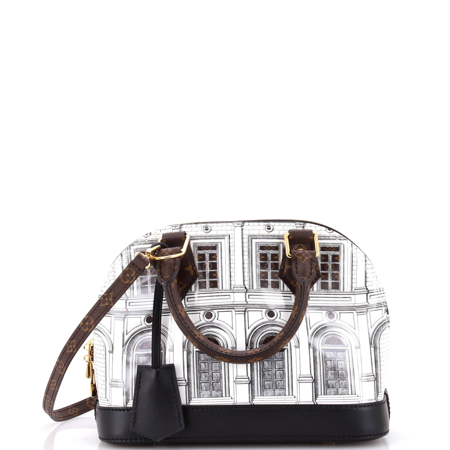 Alma Handbag Limited Edition Fornasetti Architettura Print Leather & Monogram Canvas BB - Luxury Designer Crossbody Bag for Women, Perfect for Work, Travel & Evening Events