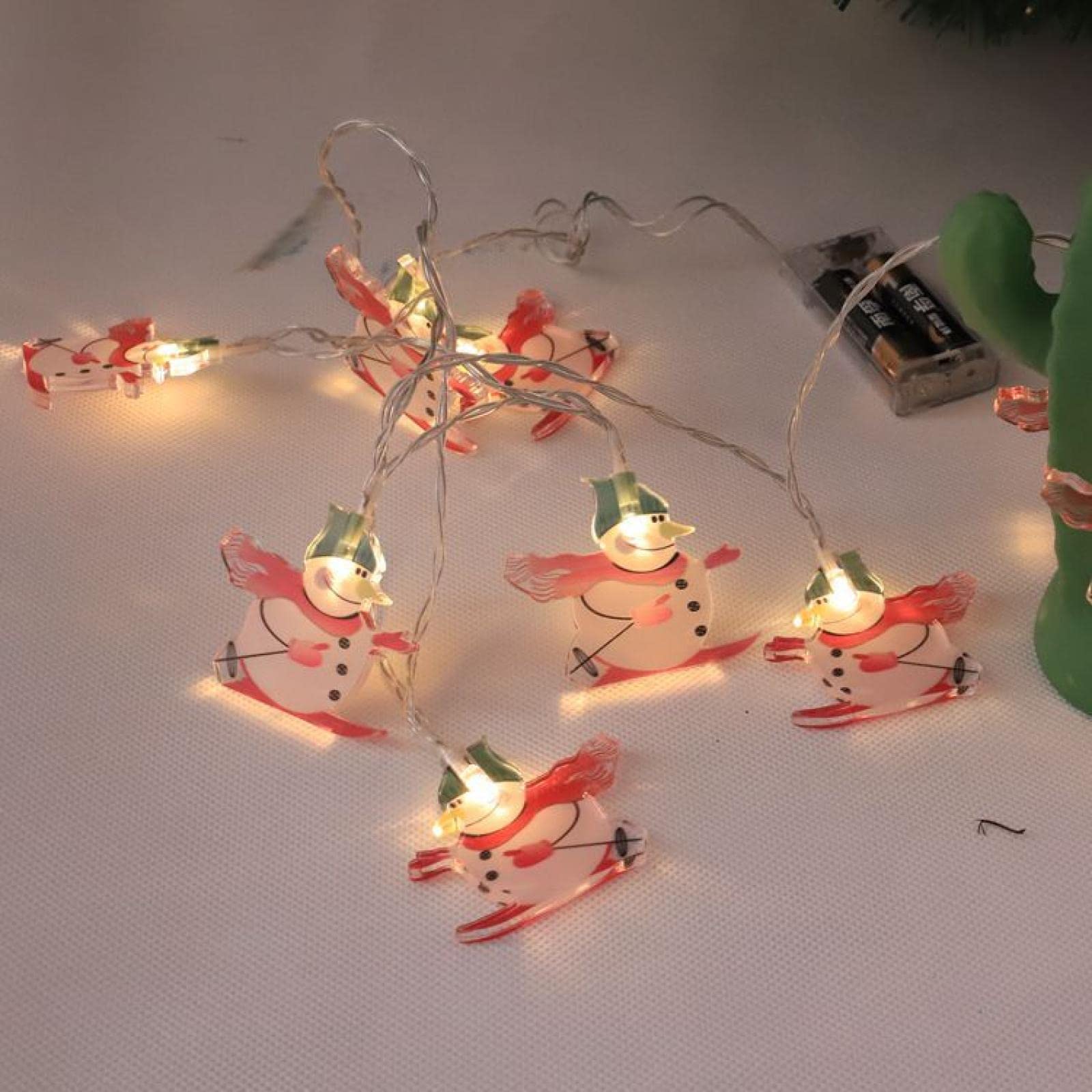 NC Santa LED Lights String Christmas Tree Snowman Decorative Battery Operated Holiday Lights - Indoor Outdoor Winter Decor for Home, Party, Garden, Bedroom