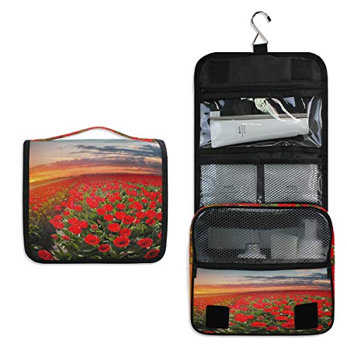 AUUXVA Floral Travel Toiletry Bag - Waterproof Hanging Organizer for Cosmetics & Toiletries | Perfect for Women & Men on the Go
