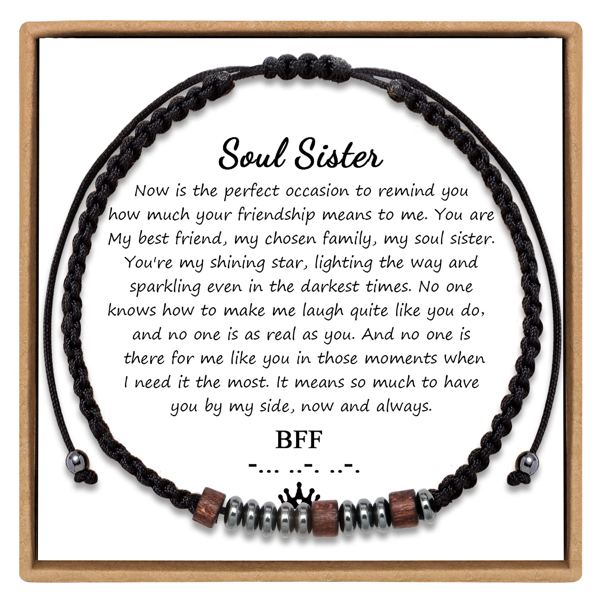 Morse Code Bracelet for Women & Men - Personalized Wooden Wrap Strand Bracelet - Unique Anniversary, Birthday Gift for Best Friend, Mom, Dad, Daughter, Son, Boyfriend, Girlfriend, Husband, Grandma - Perfect for Couples, Family & Special Occasions
