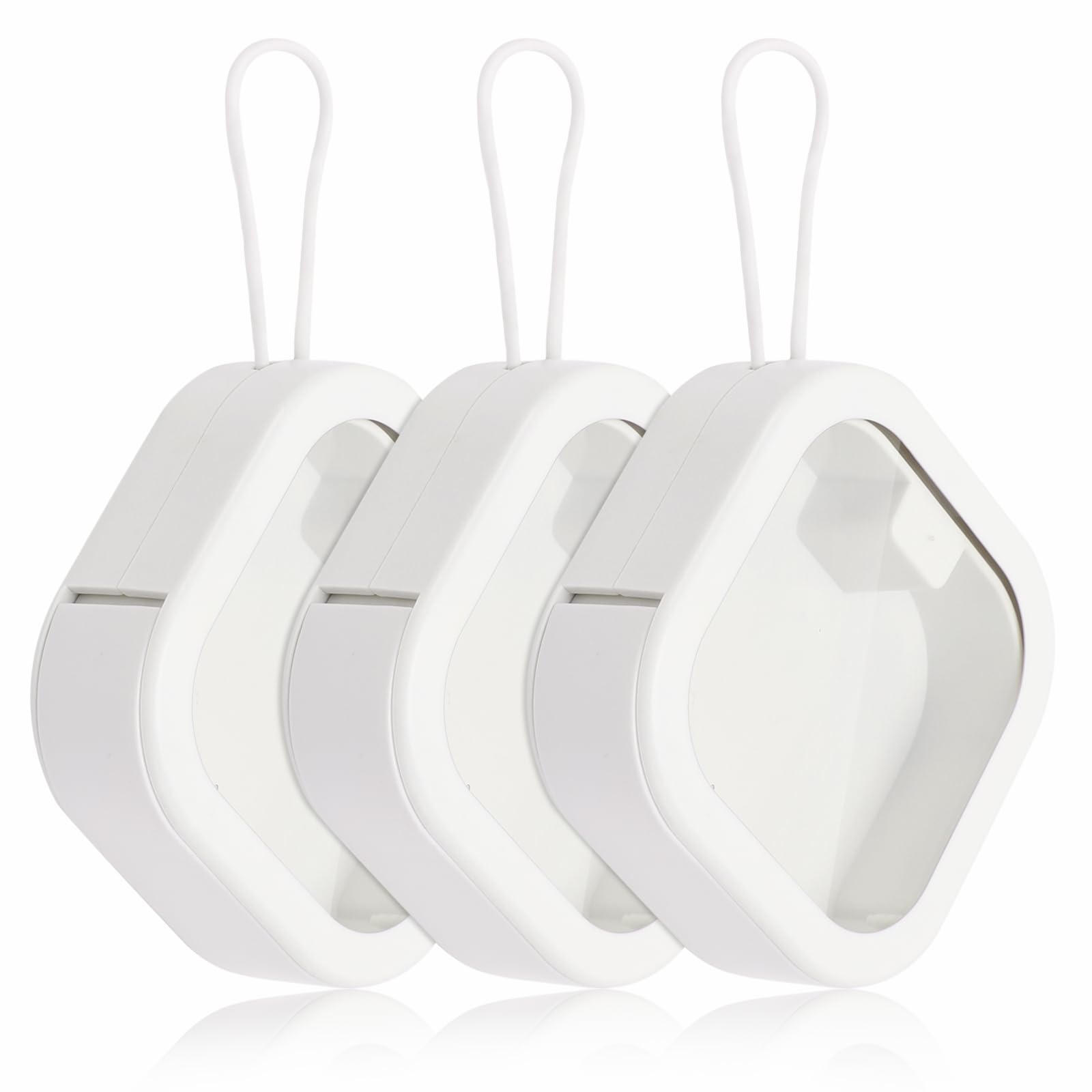 3 Pack Portable Hair Tie Organizer & Travel Q-Tip Holder - Hair Accessories Storage Box with Hanging Hook for Small Items - Perfect Cotton Swab Dispenser for Girls, Women, Moms - Great for Travel, Bathroom & Vanity Organization
