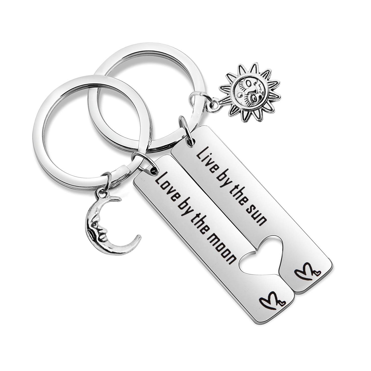 SEIRAA Best Friend Keychain Set of 2 - Moon Jewelry Gift for Couples, Perfect for Anniversaries, Birthdays, and Special Occasions