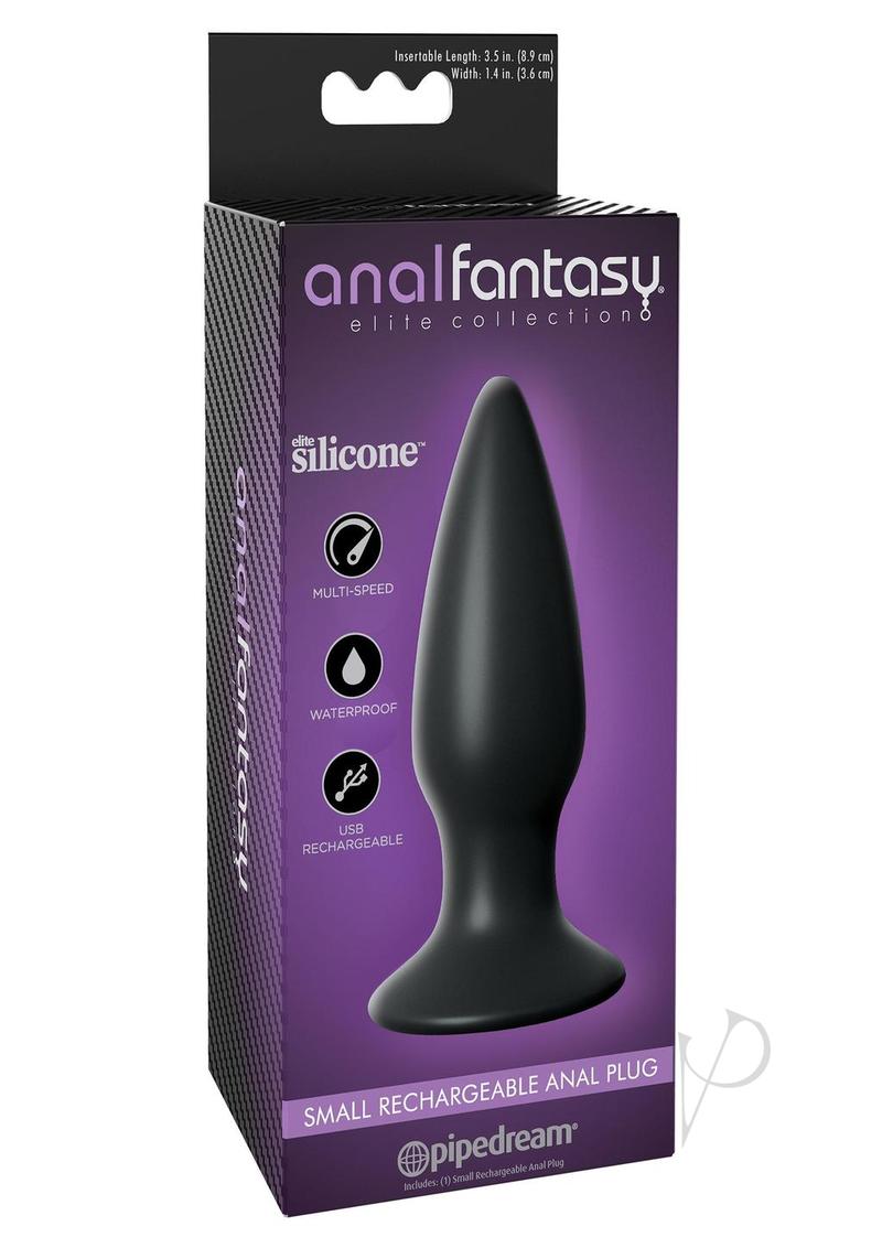 Anal Fantasy Elite Small USB Rechargeable Vibrating Anal Plug - 4.3 Inch Black Silicone Butt Plug for Pleasure & Prostate Stimulation - Perfect for Couples Play & Solo Exploration