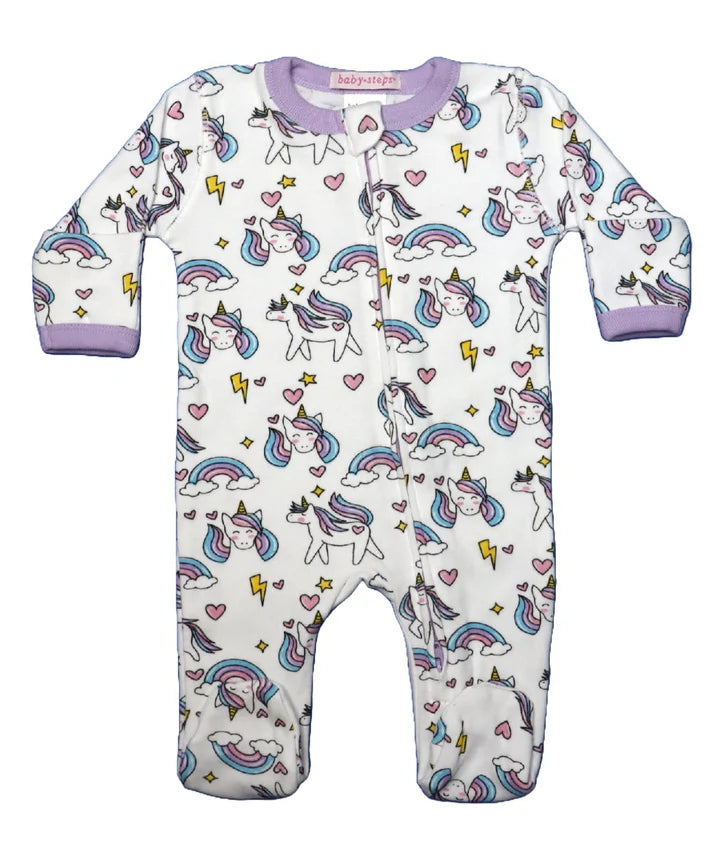 Adorable Unicorn Lilac Baby Footie Pajamas - Soft & Comfortable Sleepwear for Infants & Toddlers - Perfect for Bedtime, Playtime & Photo Shoots