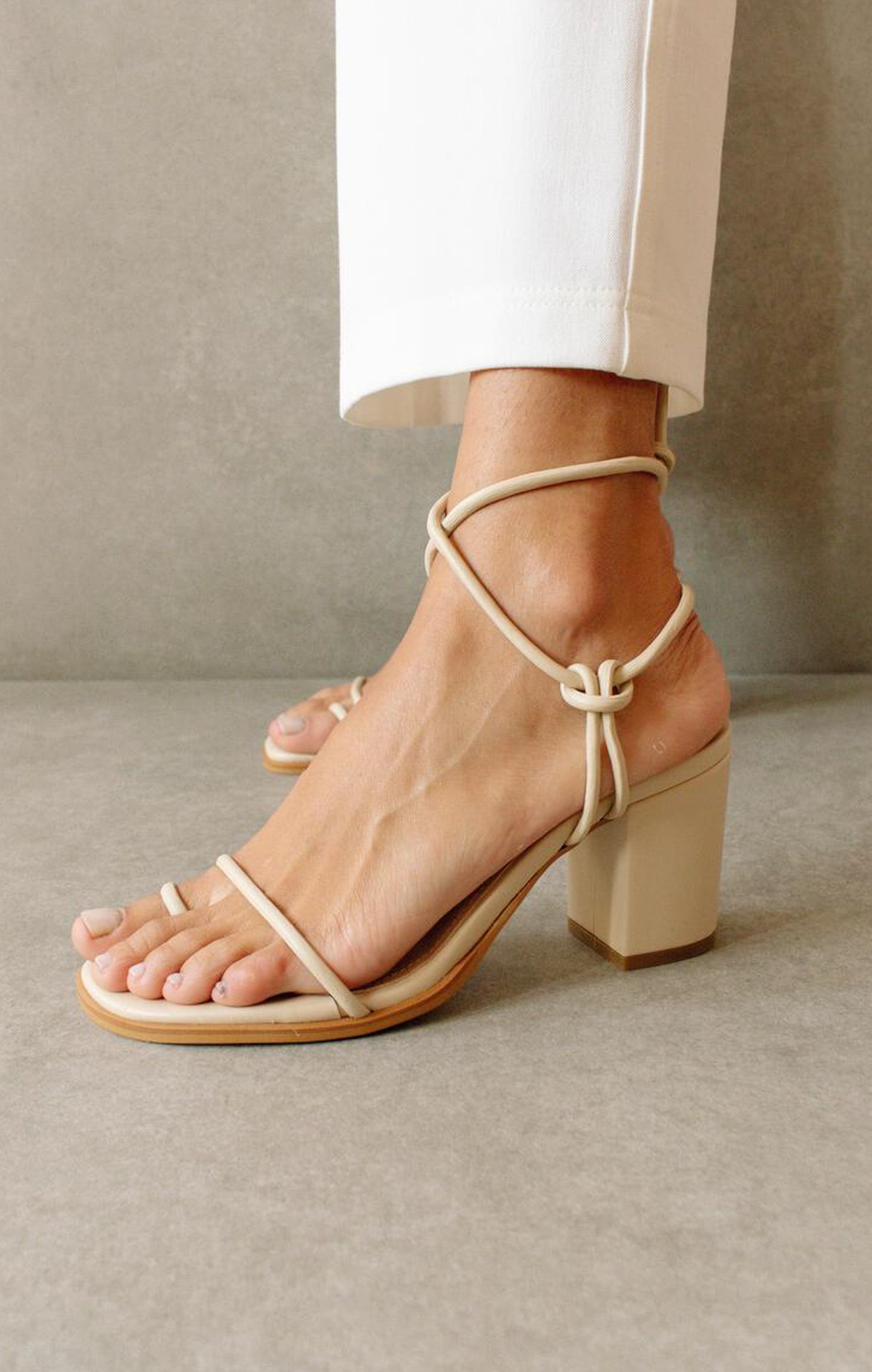 Alohas Grace Wrap Up Heel Sandals - Corn Ivory | Women's Comfortable Summer Wedges for Beach, Wedding & Casual Outfits