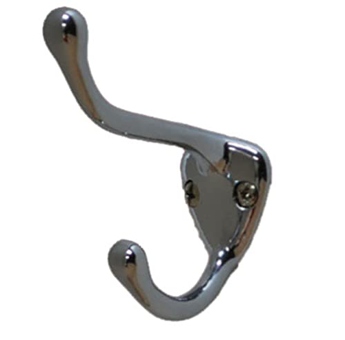 Residential Essentials 10601PC Vertical Double Robe Hook - Heavy Duty Wall Mounted Coat Hanger for Bathroom, Bedroom & Entryway - Space Saving Organizer for Towels, Robes & Clothes