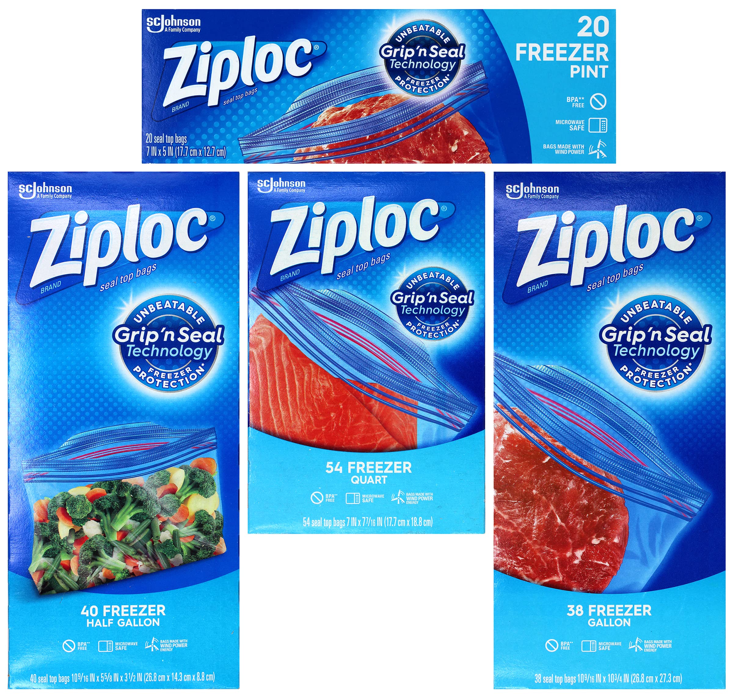 Premium Freezer Storage Bags Variety Pack - 152 Count (38 Gallon, 54 Quart, 40 Half Gallon, 20 Pint) | Heavy Duty Reusable Food Storage Bags for Freezing, Meal Prep & Organization | Perfect for Home Kitchen, Camping & Bulk Food Storage