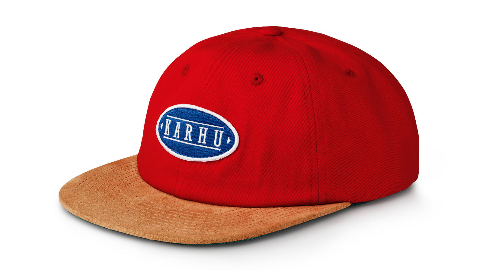 KARHU Logo Patch Snapback Cap - Fiery Red & Strong Blue | Adjustable Dad Hat for Men & Women | Streetwear Fashion & Casual Outfit Accessory