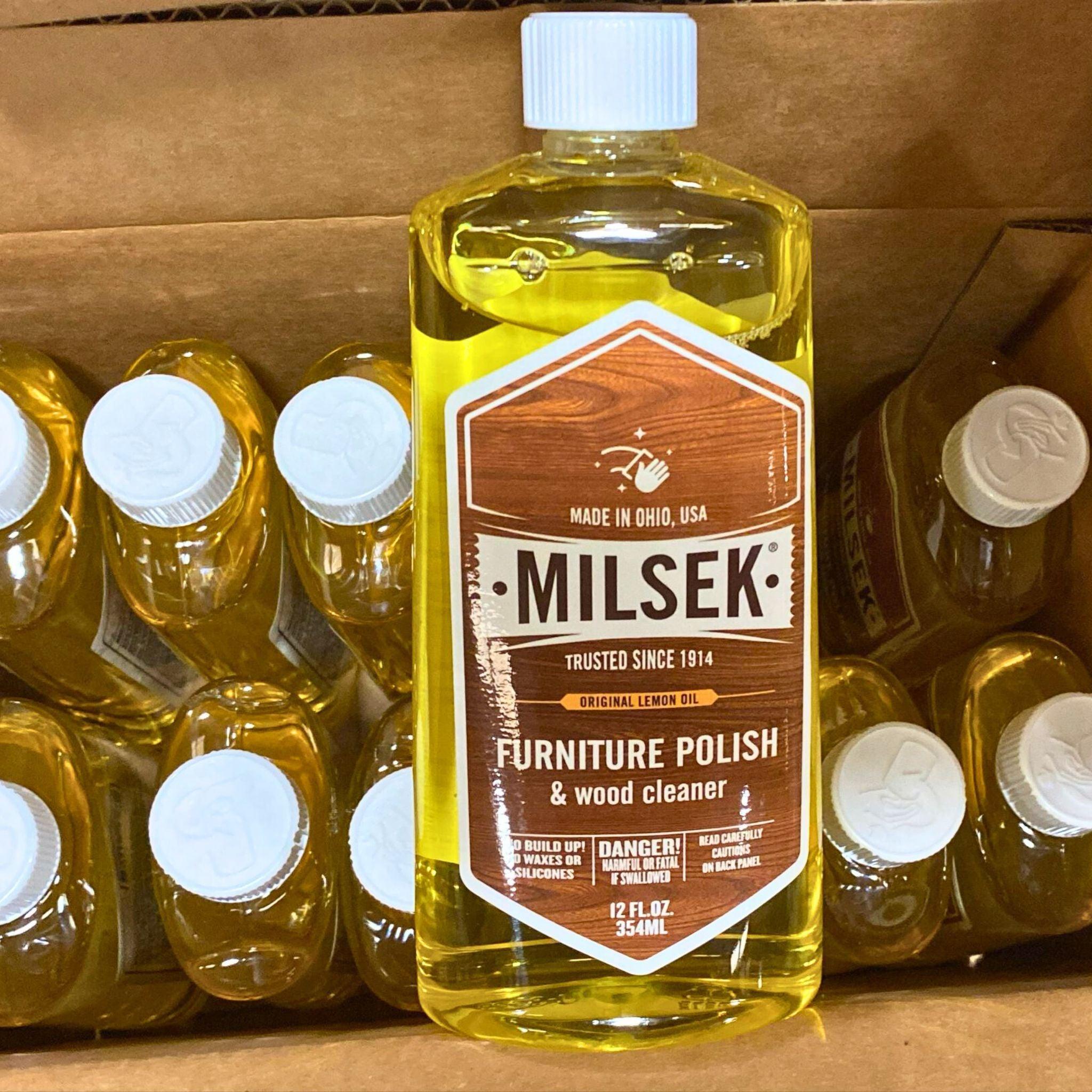 Milsek Lemon Oil Furniture Polish & Cleaner - 12 Oz (Pack of 48) - Restores Shine & Protects Wood - Perfect for Tables, Chairs & Antique Furniture Care