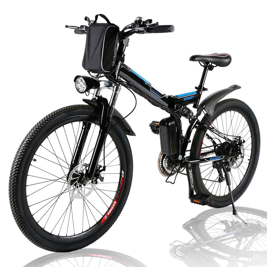 Angotrade 26 Inch Folding Electric Mountain Bike for Adults - 21 Speed, 36V 8Ah Lithium Battery E-Bike - Perfect for Commuting, Off-Road Trails & Urban Adventures