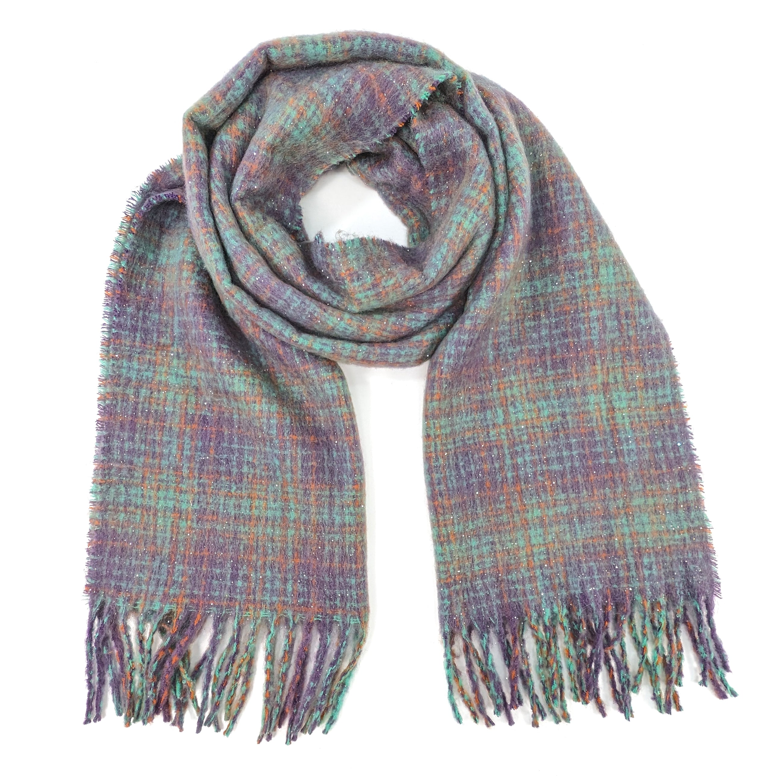 Vetrino Soft Fuzzy Thick Check Plaid Scarf - 50x180cm Warm Winter Wrap for Women & Men - Purple - Perfect for Cold Weather, Outdoor Activities & Fashion Accessories