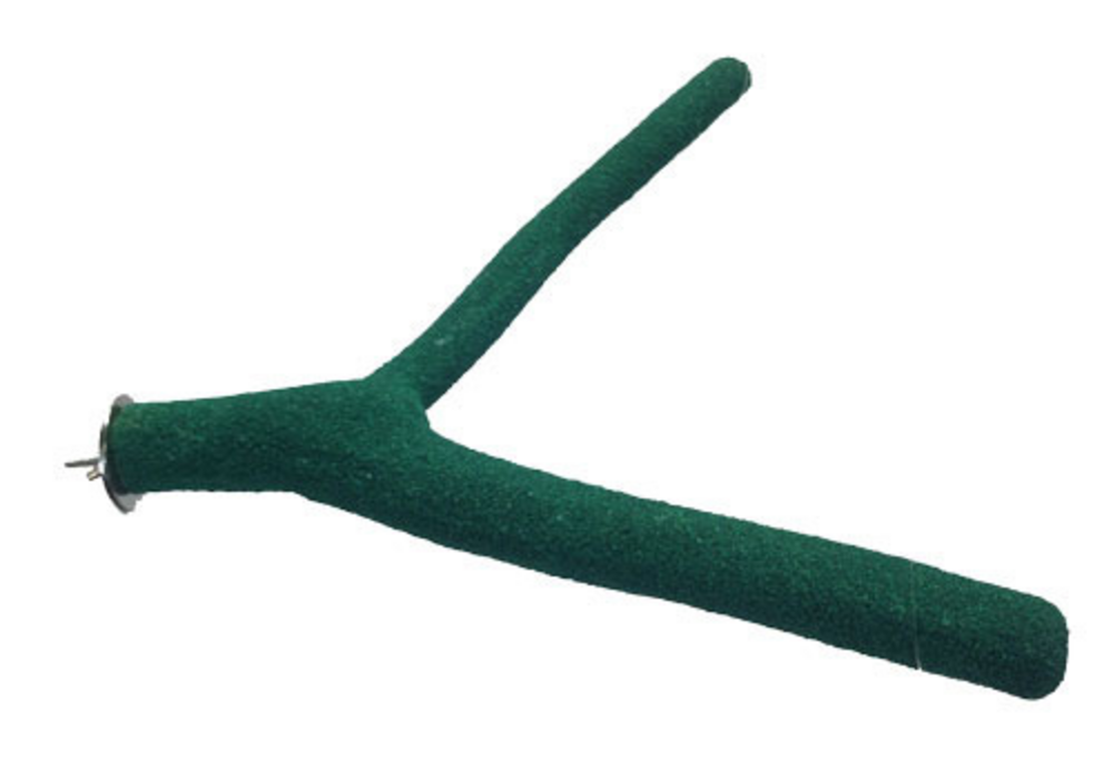 Happy Beaks Forked Sand Covered Perch - Natural Wood Bird Cage Accessory for Parrots, Cockatiels & Small Birds - Perfect for Climbing, Chewing & Beak Conditioning