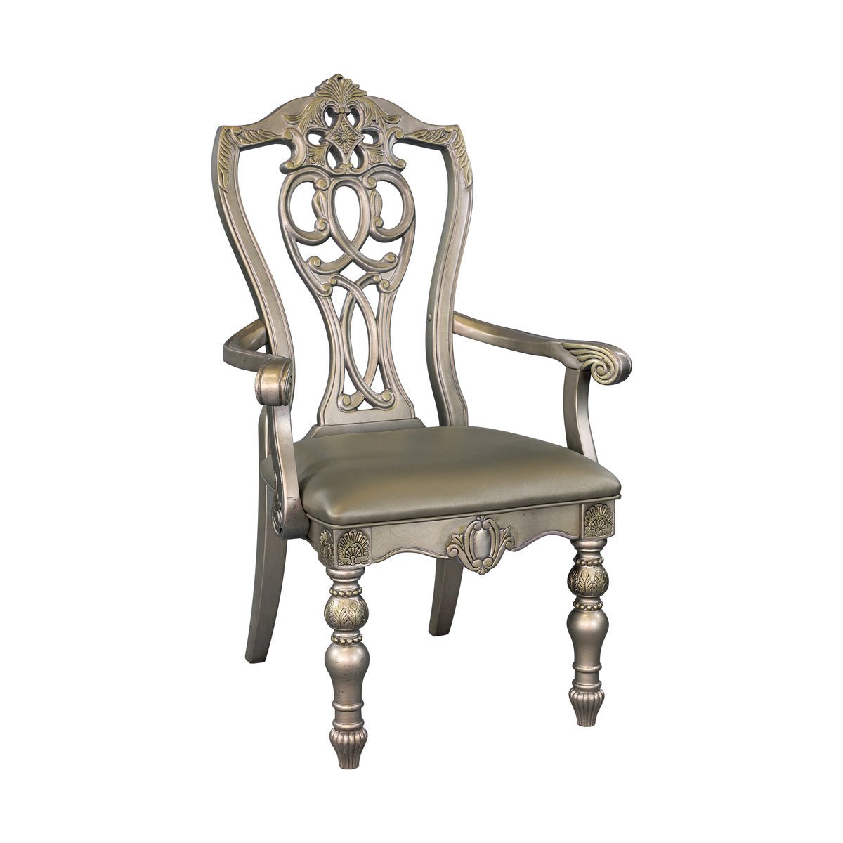 Premium Catalonia Platinum Gold Arm Chair Set of 2 - Luxury Living Room Seating for Home & Office Decor | Elegant Accent Chairs for Modern Interior Design