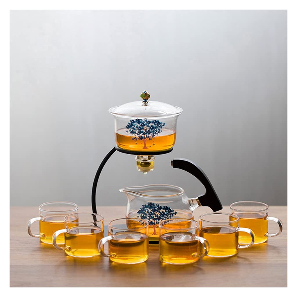 9-Piece Semi-Automatic Lazy Glass Tea Set - Kung Fu Tea Cup Brewing Kit for Office & Reception - Creative Tea Maker (Size B) - Perfect for Home, Office & Tea Ceremonies