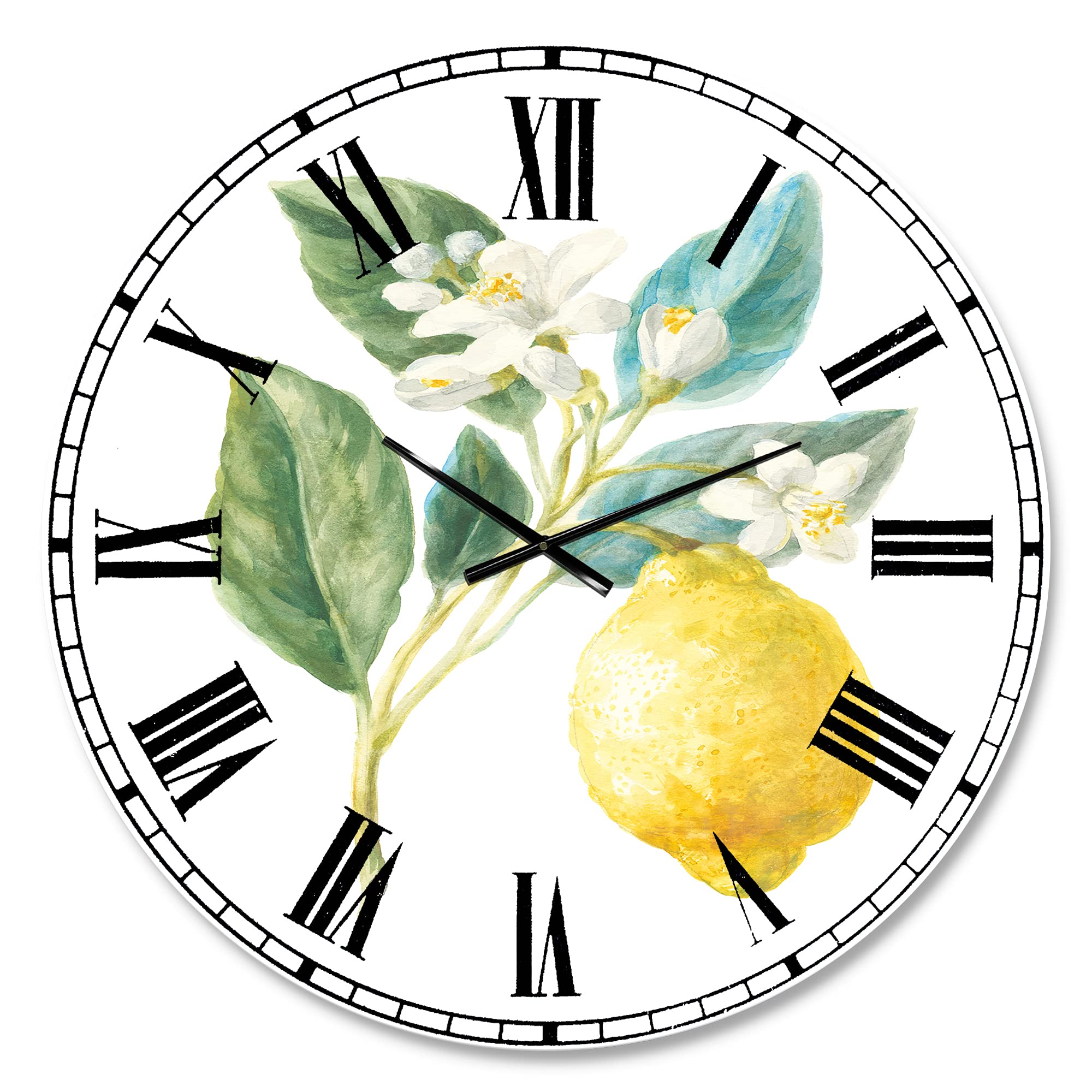 Farmhouse Wall Clock with Floursack Lemon Design - Rustic Decor for Home, Bedroom, Bathroom, Office & Living Room | Perfect for Country Style Kitchens & Cozy Reading Nooks
