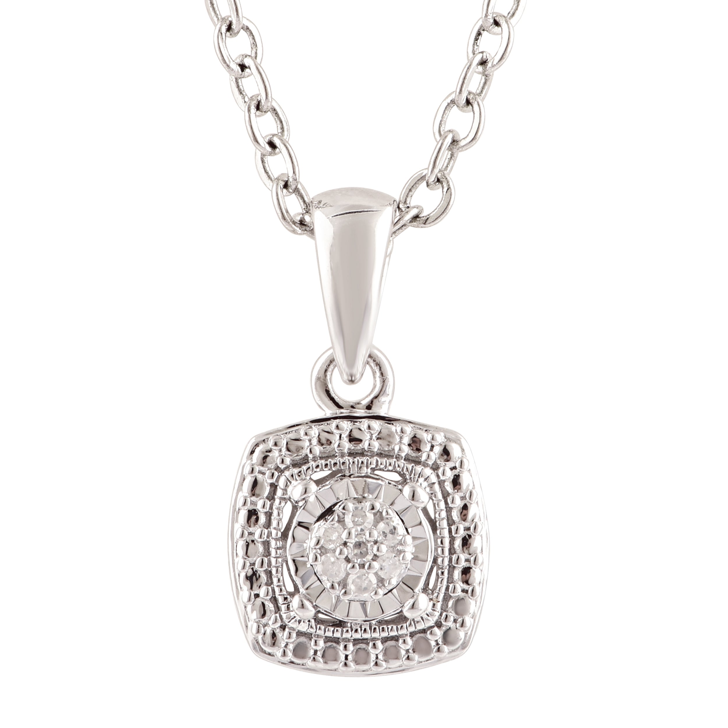 2-Point Diamond Pendant Necklace - 925 Sterling Silver with Brilliant Cut Diamonds | Elegant Jewelry Gift for Women, Perfect for Weddings, Anniversaries & Special Occasions