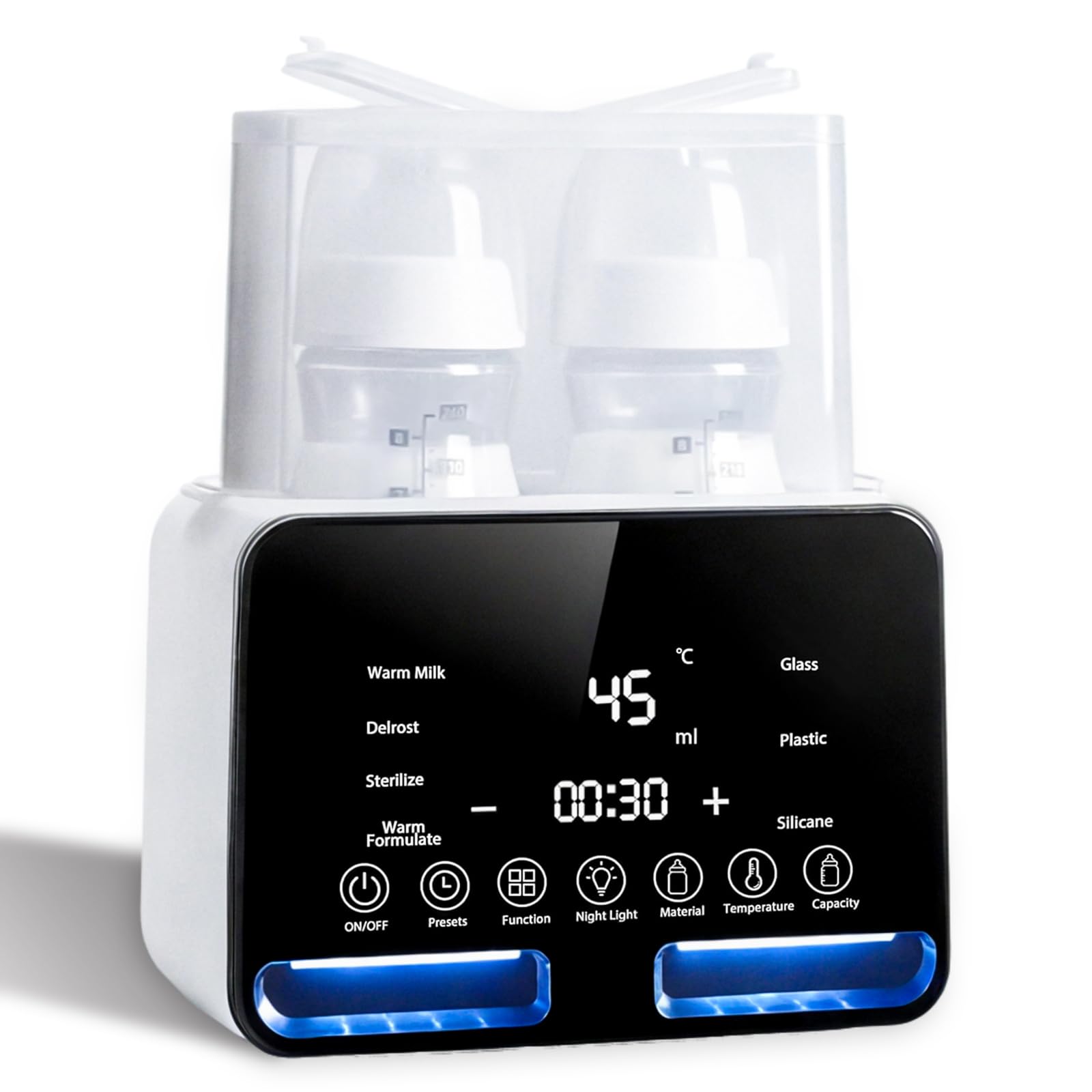 Portable Baby Bottle Warmer for Breastmilk & Formula - Fast Heating with Smart Temperature Control, 24H Keep Warm Function, Sterilizer & Baby Food Heater with Thaw Mode - Universal Fit for Most Bottles - Ideal for Travel, Home, Daycare & On-the-Go Parents