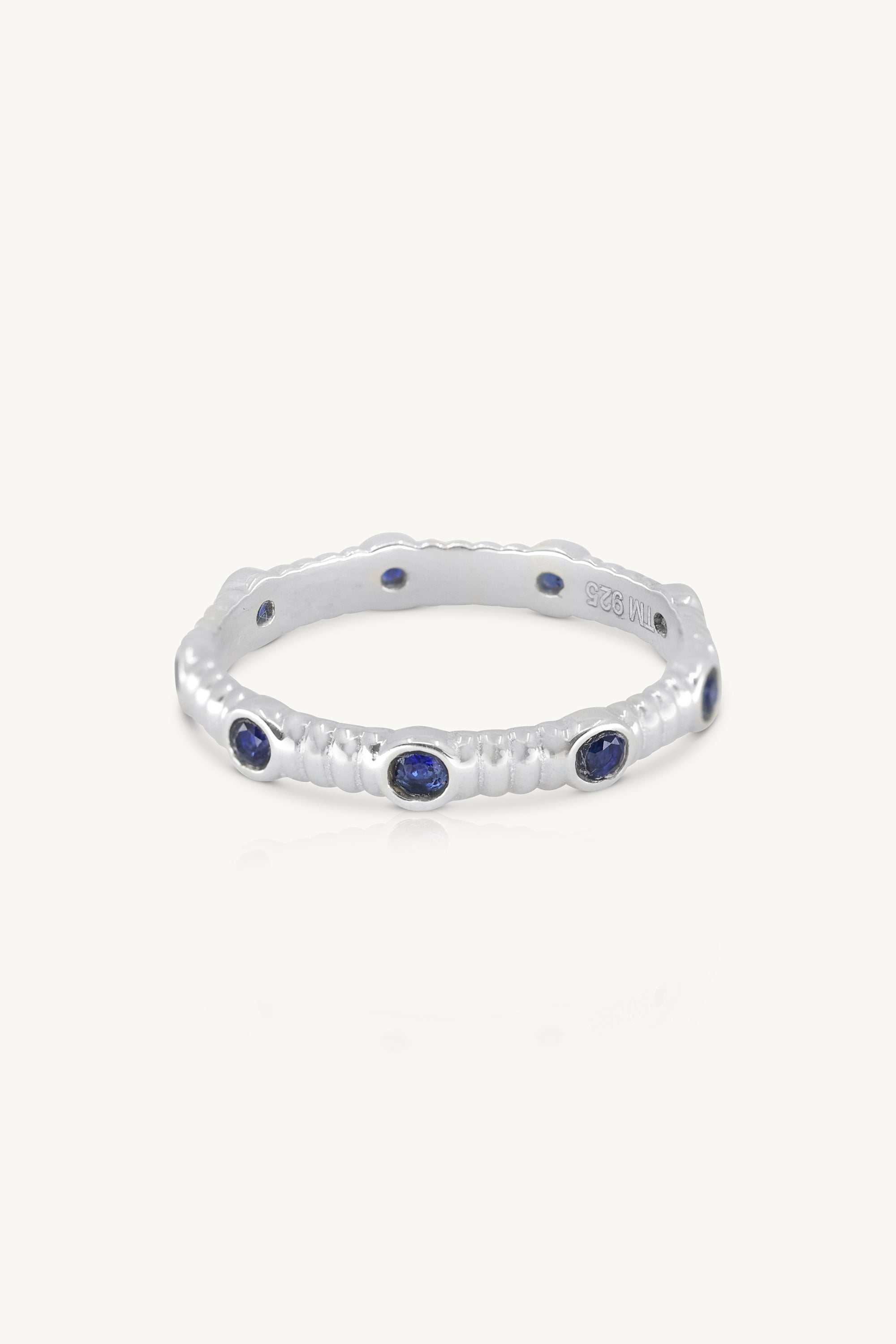 Asymmetric Sapphire Silver Stacker Ring - Elegant Stackable Jewelry for Women - Perfect for Everyday Wear, Layering & Special Occasions
