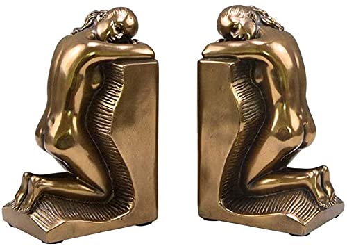 BUYT Heavy Duty Decorative Bookends for Office & Home - Cold Cast Copper Art Bookend Set, Creative Resin Crafts for Bookshelf, Bedroom & Library Decor - Perfect for Organizing Heavy Books