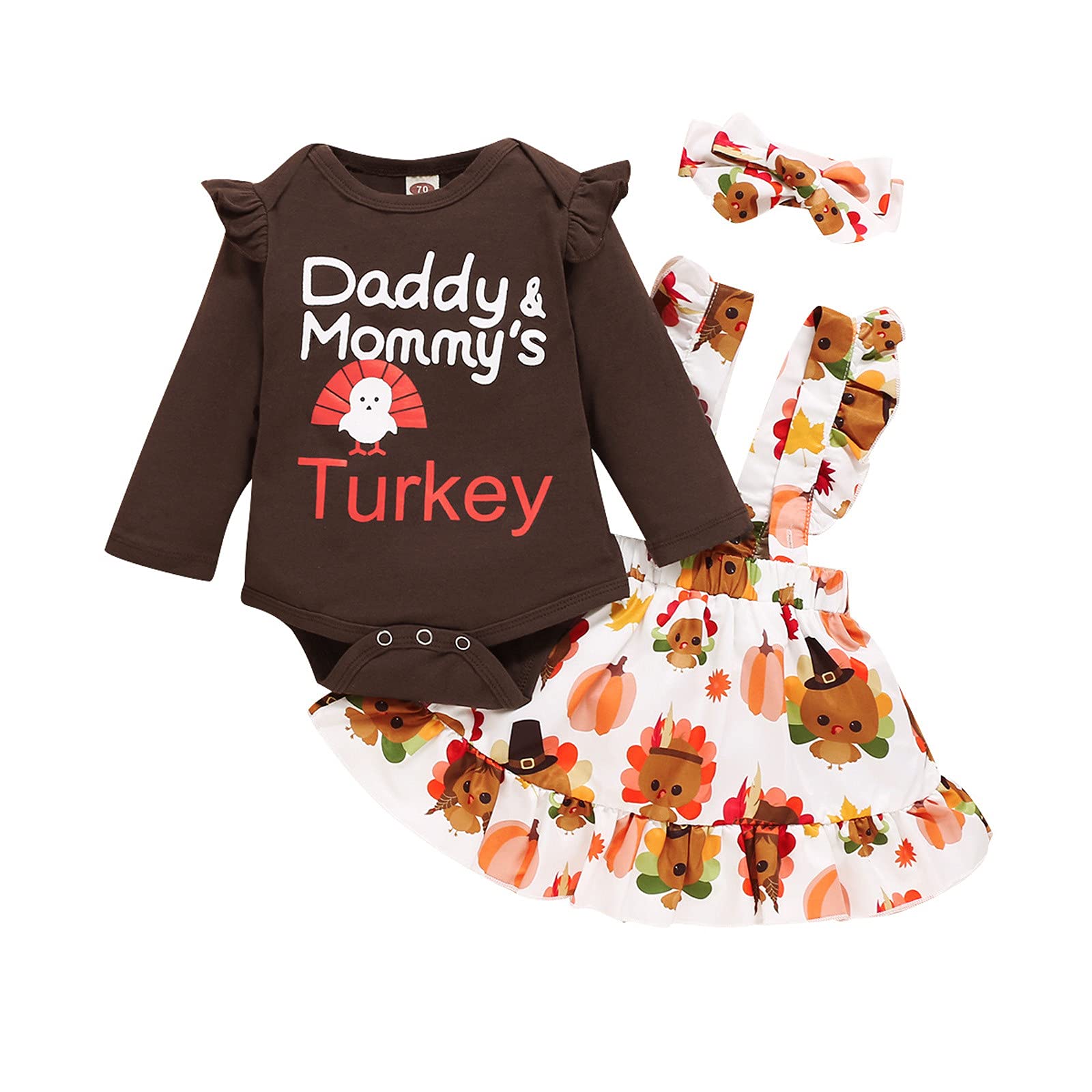 Halloween Baby Girl Outfit Set - Ruffle Romper Top with Suspender & Pumpkin Bats Skirt | Cute Toddler Costume for Halloween Parties, Trick-or-Treating & Photo Shoots