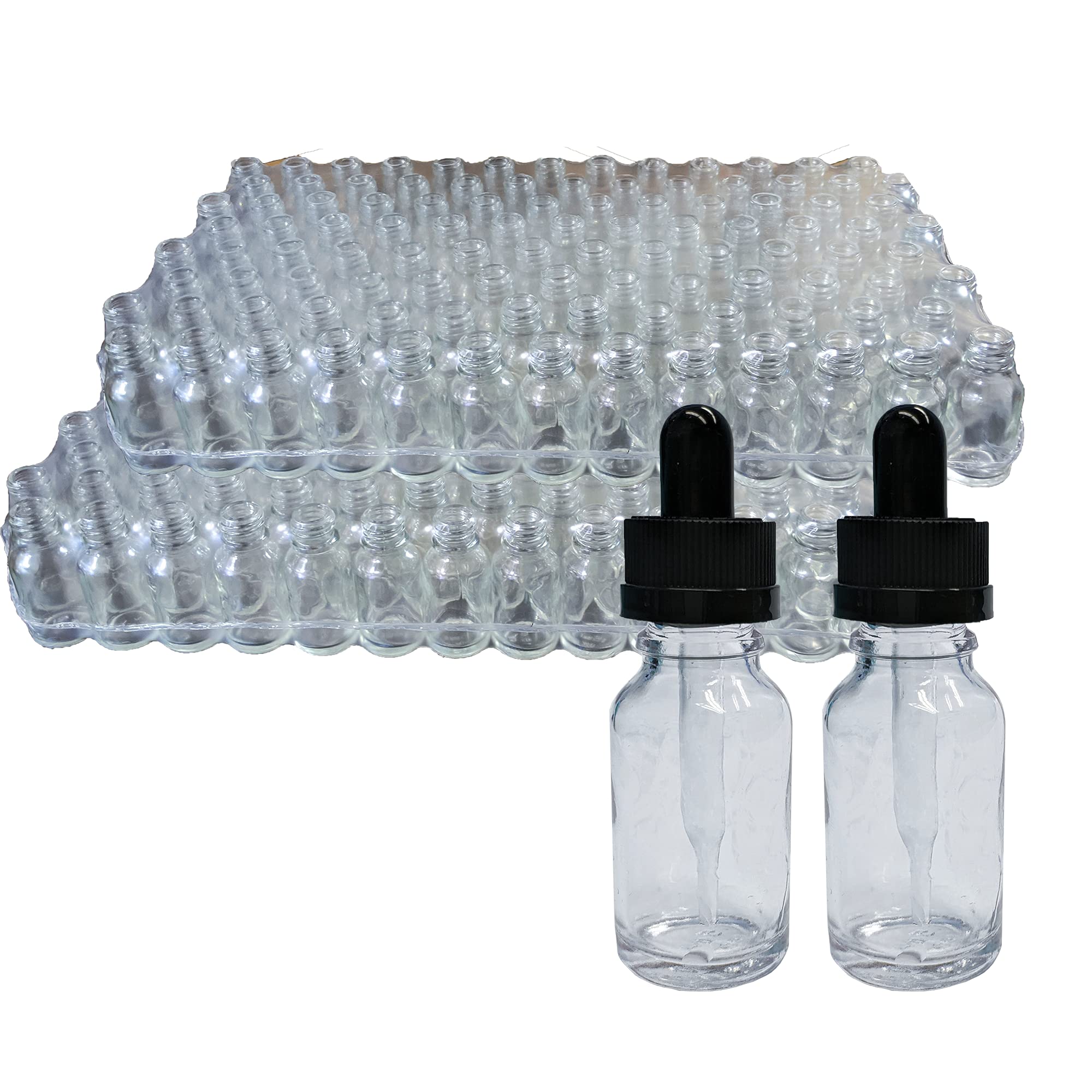 Chubby Dropper Glass Bottles Bulk Sale - 312 pcs 15ml Clear Empty Essential Oil Bottles with Dropper for DIY, Aromatherapy, and Crafting