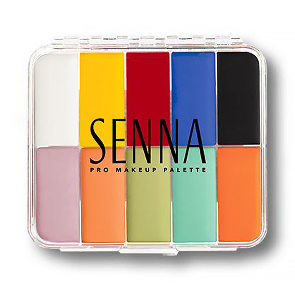 Senna Cosmetics Slipcover Cream to Powder Eyeshadow Palette - Primary & Pastel Colors for Everyday Makeup & Professional Looks