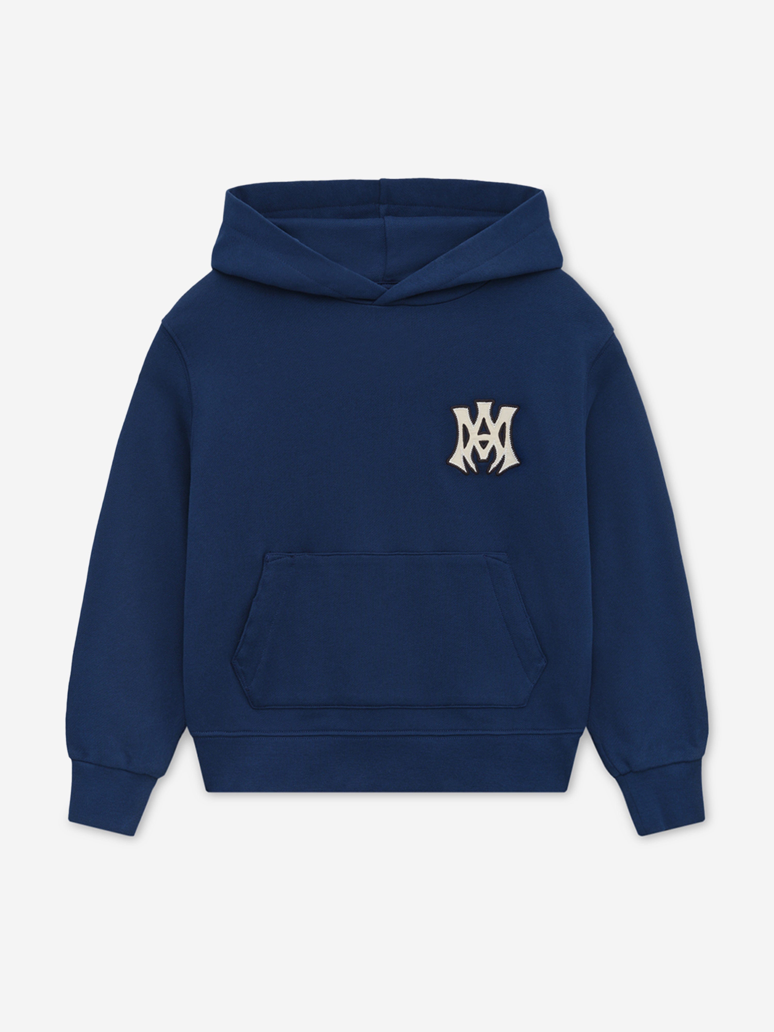 Amiri Kids MA Hollywood Hoodie for Boys & Girls - Navy Blue Cotton Pullover with Hood - Stylish & Comfortable for School, Playdates & Outdoor Activities