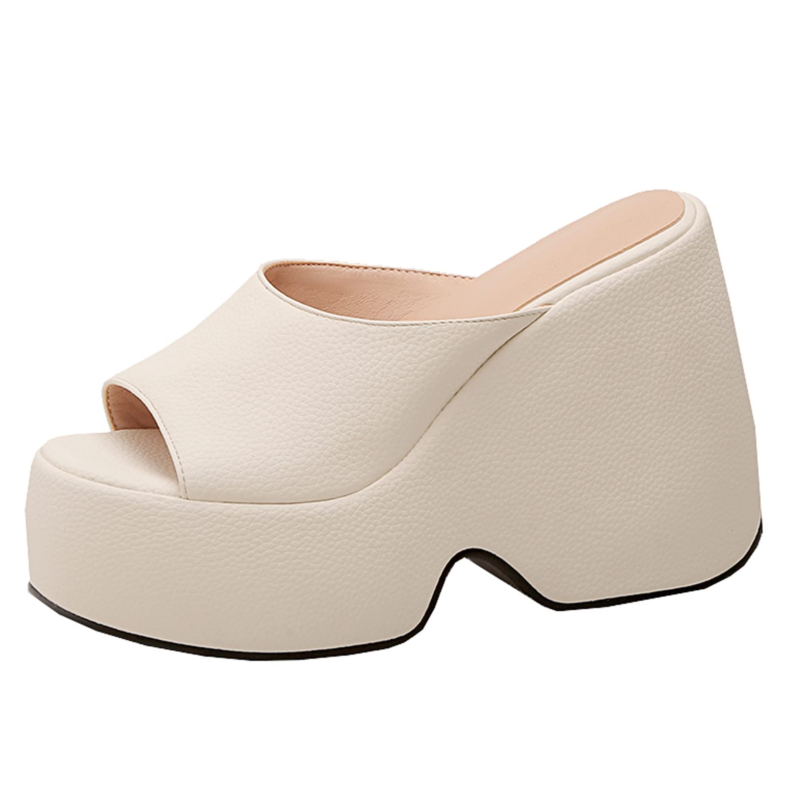 SaraIris Women's Chunky High Heel Platform Wedge Sandals - Comfortable Dressy Slides for Party, Summer & Outdoor Wear - Goth Punk Fashion Sandals for Women