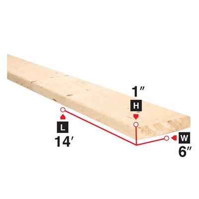 1x6x14 Spruce Lumber Board - Premium Kiln-Dried Wood for DIY Projects, Home Renovation, and Furniture Making