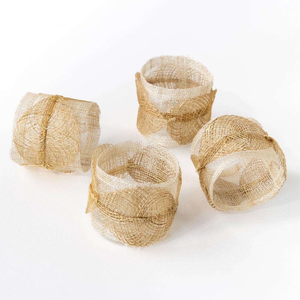 Mustard Yellow Poplar Leaf Napkin Rings - Set of 4 for Elegant Dinner Table Decor, Wedding & Holiday Place Settings