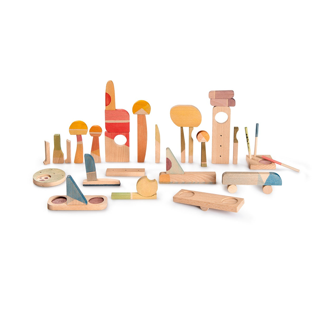 Grapat Wooden Happy Place Playset - Montessori Sensory Toys for Toddlers - Open-Ended Wooden Blocks for Imaginative Play, Learning & Home Decor