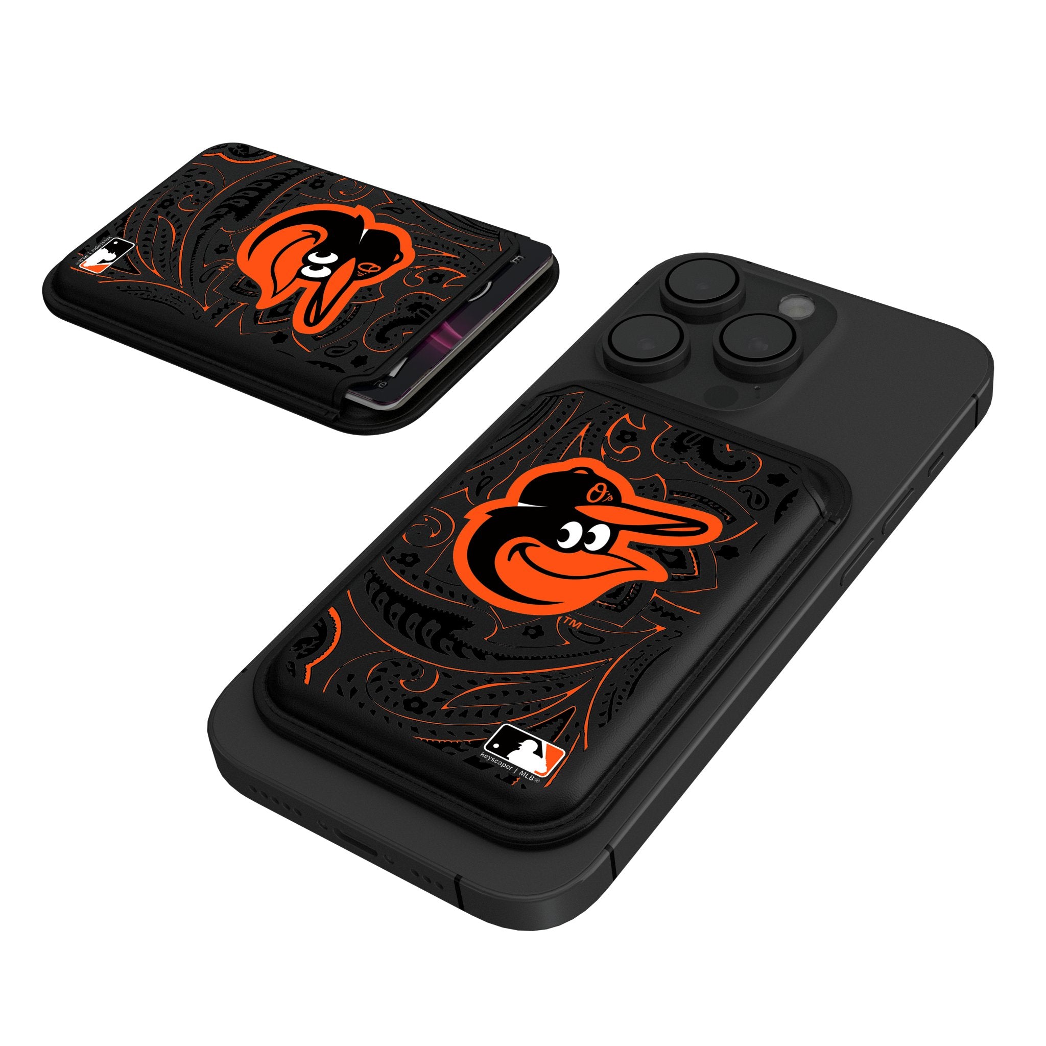 Baltimore Orioles Paisley Black Magnetic Credit Card Wallet - Slim RFID Blocking Holder for Cash & Cards - Perfect for Baseball Games, Travel, and Everyday Use