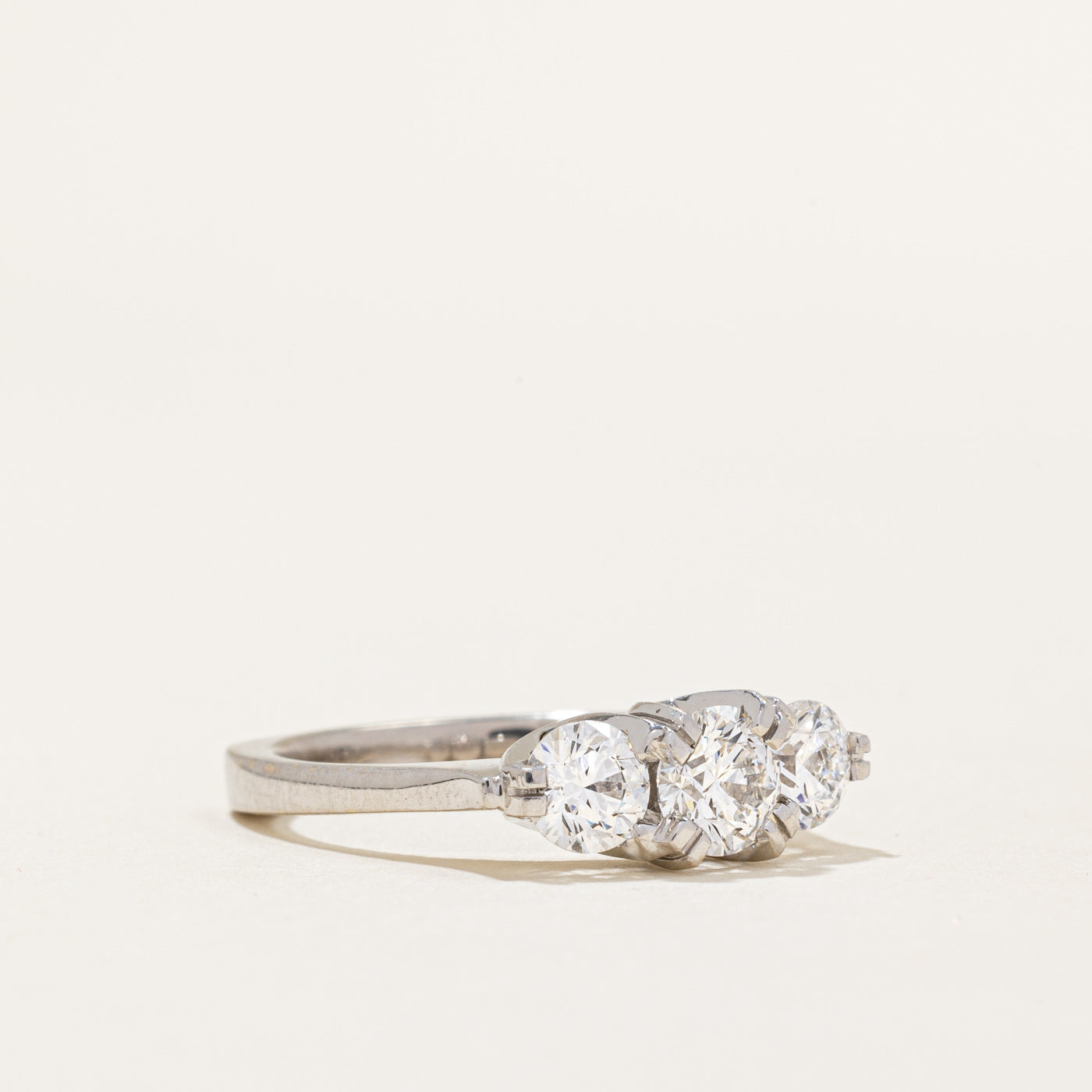 14K European Shank Canadian Diamond Three Stone Ring | 0.77ctw | Size 6.5 | Elegant Engagement, Wedding, or Anniversary Jewelry Gift for Her