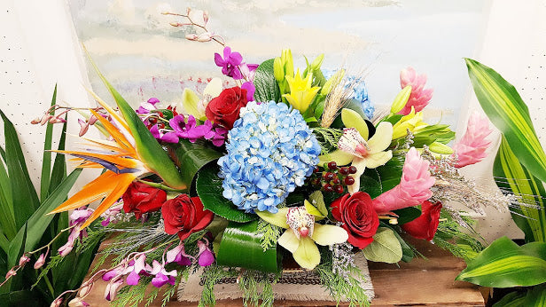 Luxury Tropical Holiday Centerpiece Arrangement - Elegant Floral Decor for Christmas, Thanksgiving & Special Events