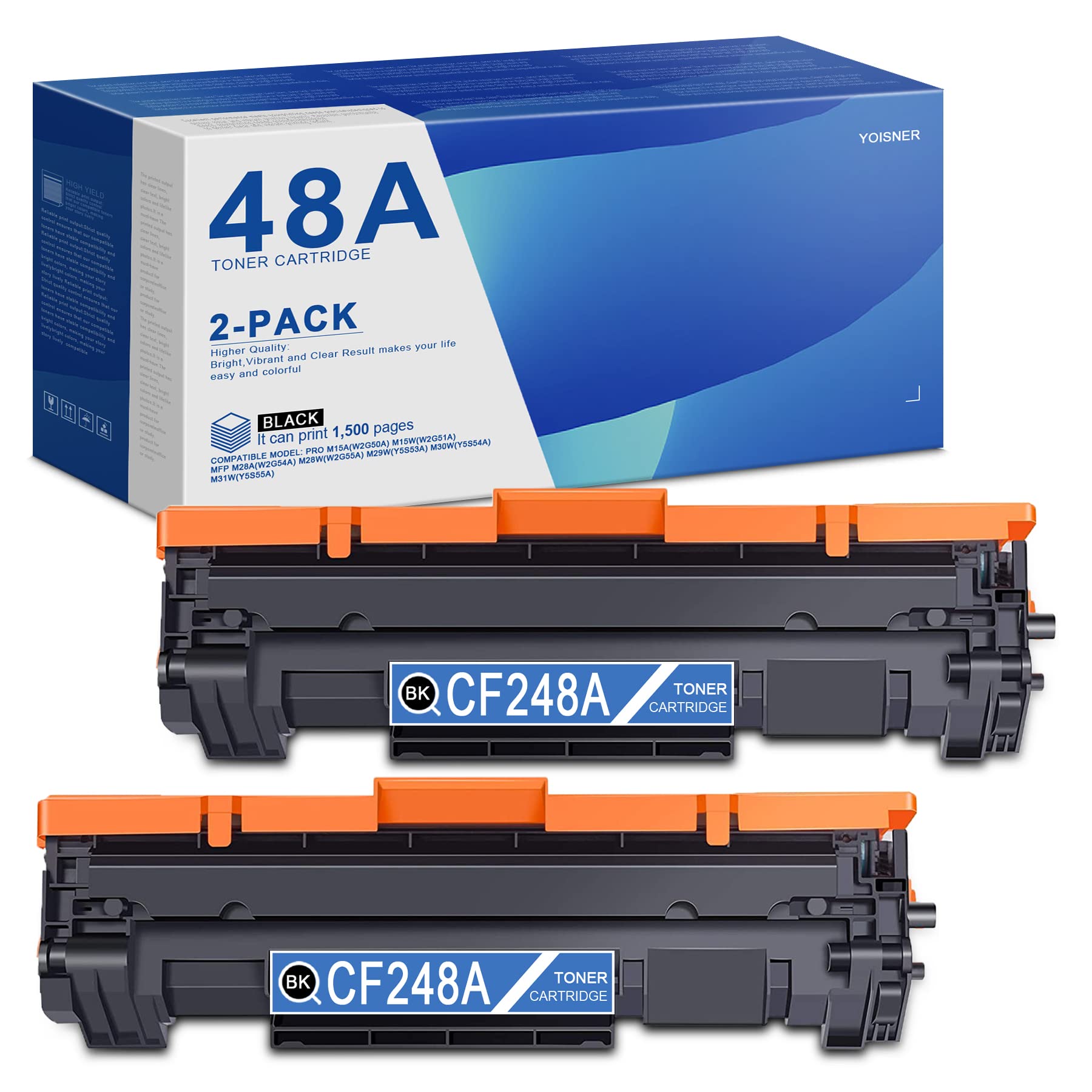 YOISNER 48A CF248A Toner Cartridge - 2 Pack High Yield Replacement for HP CF248A Pro M15a/M15w/M28a/M28w/M29w/M30w/M31w Printers | Compatible with HP LaserJet Pro Series | Perfect for Home & Office Printing Needs