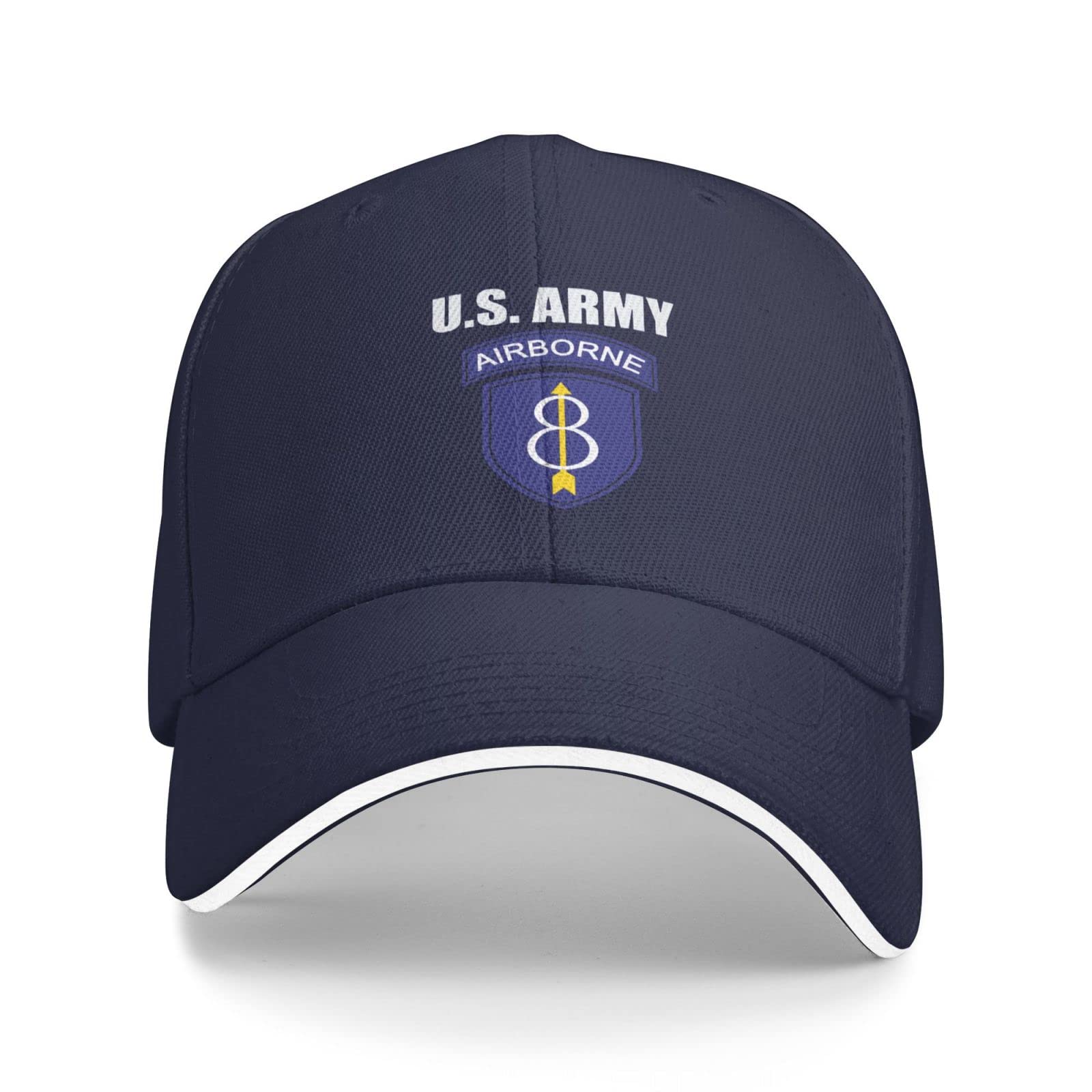 US 8th Infantry Division Airborne Unisex Baseball Cap - Military Style Sandwich Hat & Denim Cap for Outdoor Activities, Hiking, and Casual Wear
