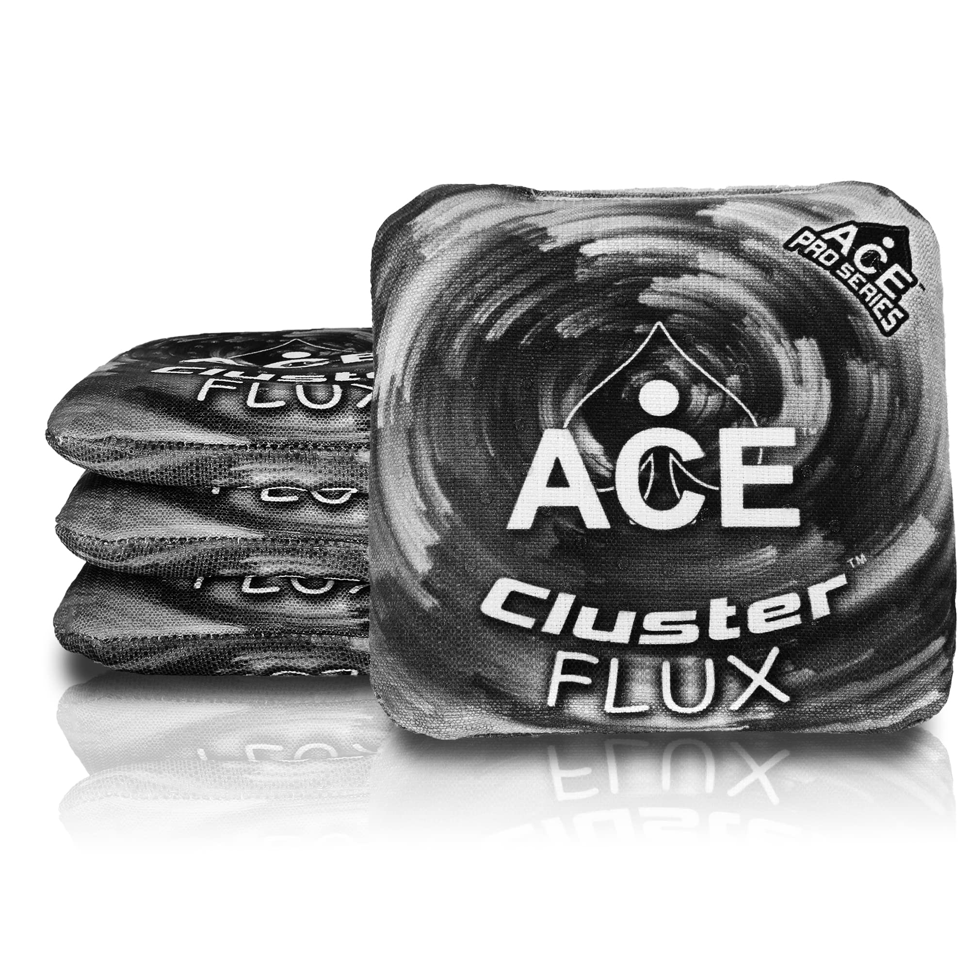 Premium Cluster Flux Cornhole Bags - Silver (Set of 4) | ACE Pro Stamped Professional Bean Bags | Dual-Sided All-Weather Slick Stick Surface with Cluster Pad Technology | Perfect for Backyard Parties, Tailgating & Competitive Cornhole Tournaments
