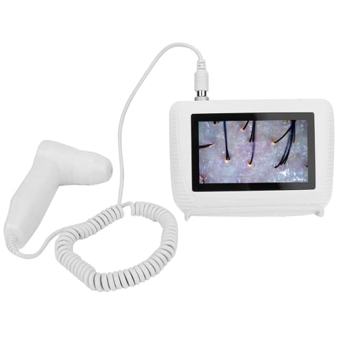 **Portable Skin Pigment Tester with 50X & 200X Lens, Freeze Image Function, 5in Display, Rechargeable (100-240V) – Ideal for Scalp & Skin Analysis (UK Plug) – Perfect for Dermatologists & Home Use**