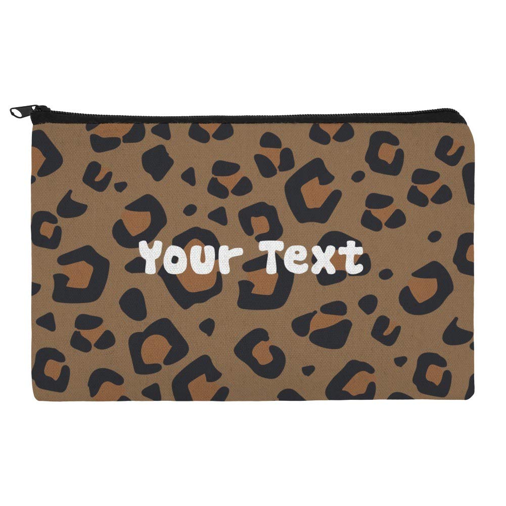 Custom Leopard Print Makeup Bag - Personalized 1 Line Cosmetic Organizer Pouch for Travel & Everyday Use