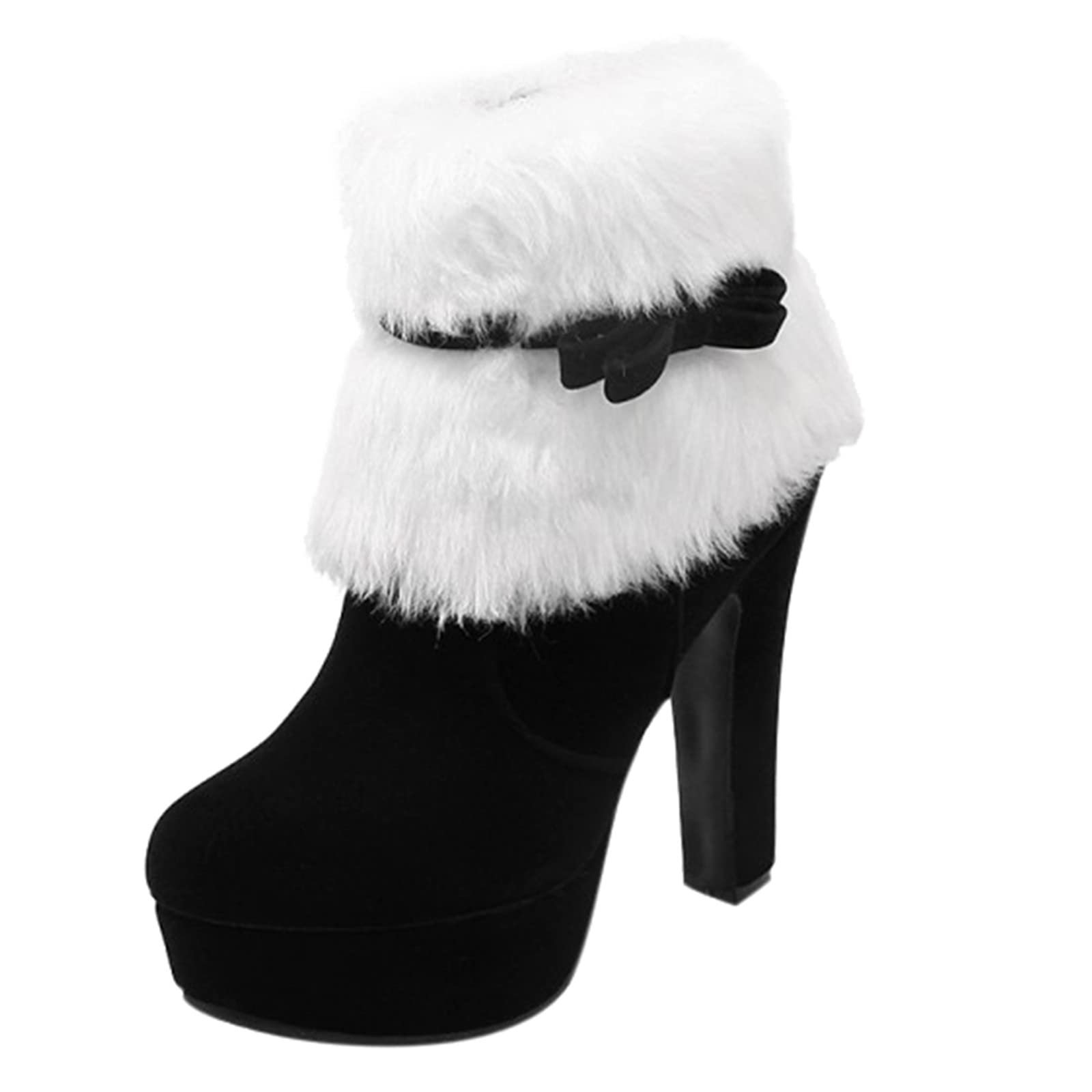 Women's Winter Suede Boots with Side Zipper - Thick Heel Ankle Boots for Work, Christmas & Casual Wear | Warm Comfortable Ladies Boots for Office, Party & Outdoor Activities