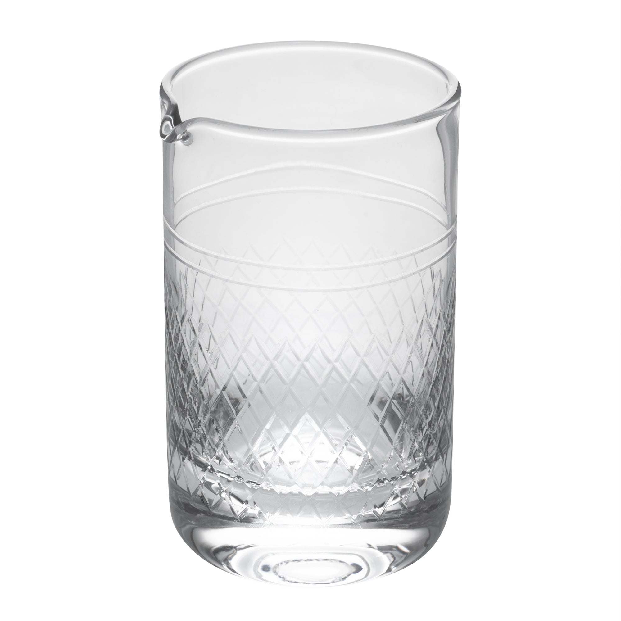 Premium 17 oz Crystal Cocktail Mixing Glass - Hand Blown Bar Lux Diamond Cut Design (3.75