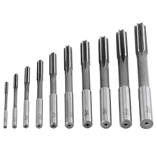 10-Piece High-Speed Steel Round Shank Reamer Set - Precision Milling & Lathe Tools for Metalworking, Woodworking & DIY Projects