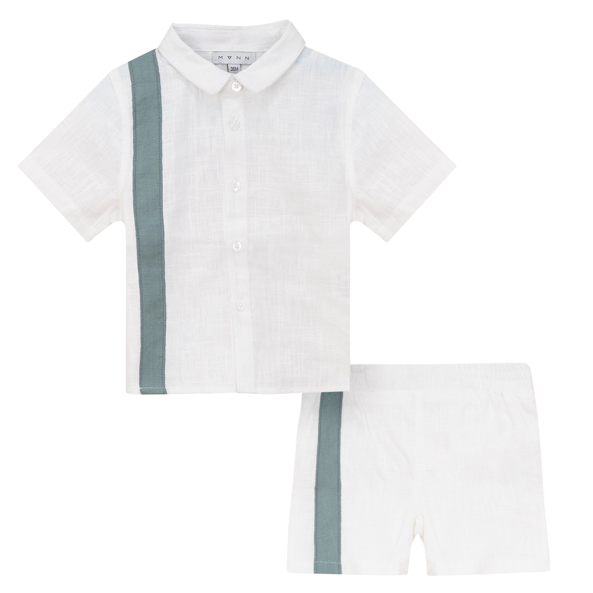 Mann Women's Stripe White & Green Shirt Set - Casual & Stylish Outfit for Work, Travel & Everyday Wear