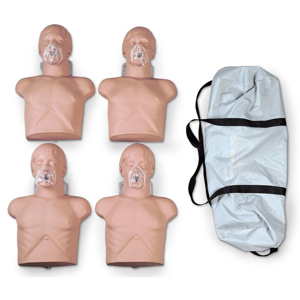 Economy Adult Sanitation Manikin with Carrying Bag - 4 Pack for CPR Training, First Aid Practice & Medical Education