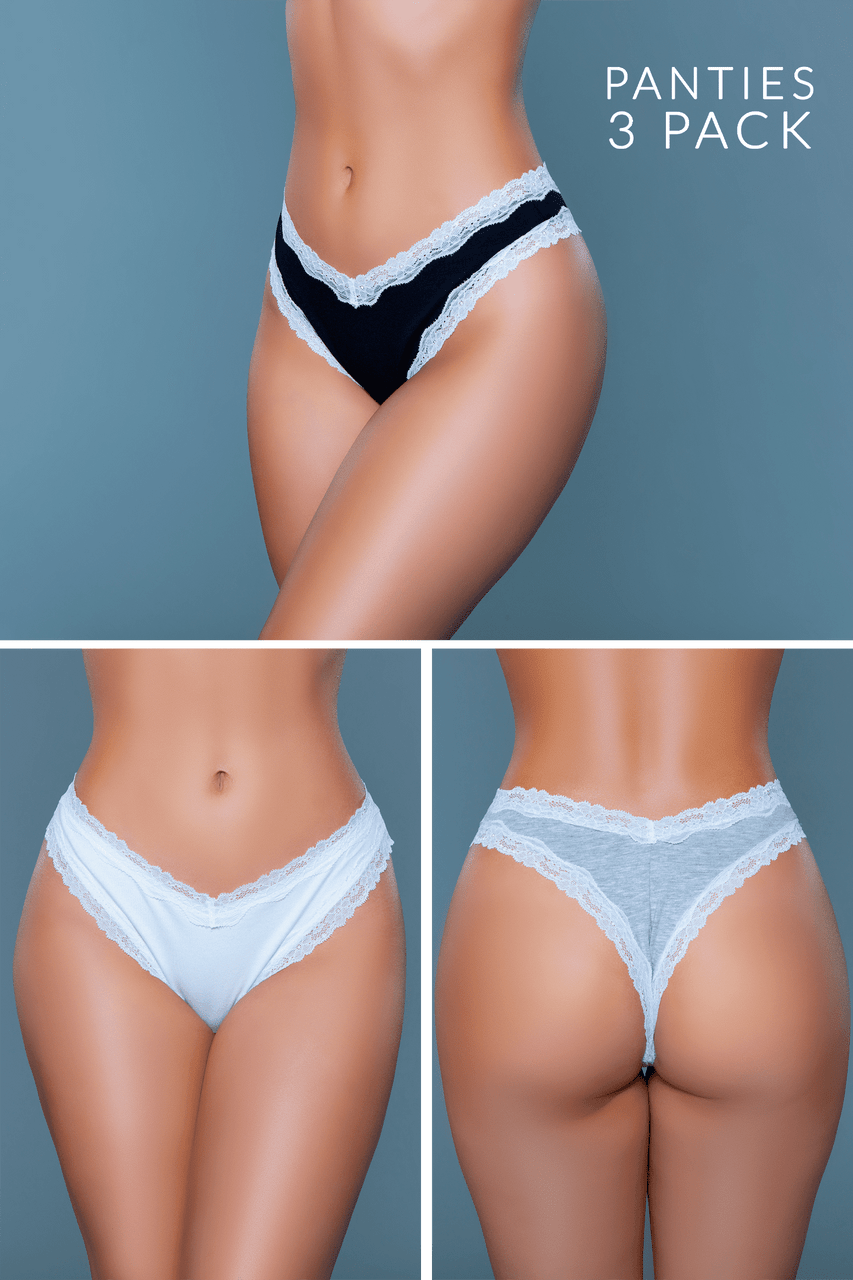BeWicked Women's Sam Thong 3 Pack - Comfortable Lace Underwear Set for Everyday Wear - Sexy & Soft Panties for Women - Perfect for Date Night & Special Occasions