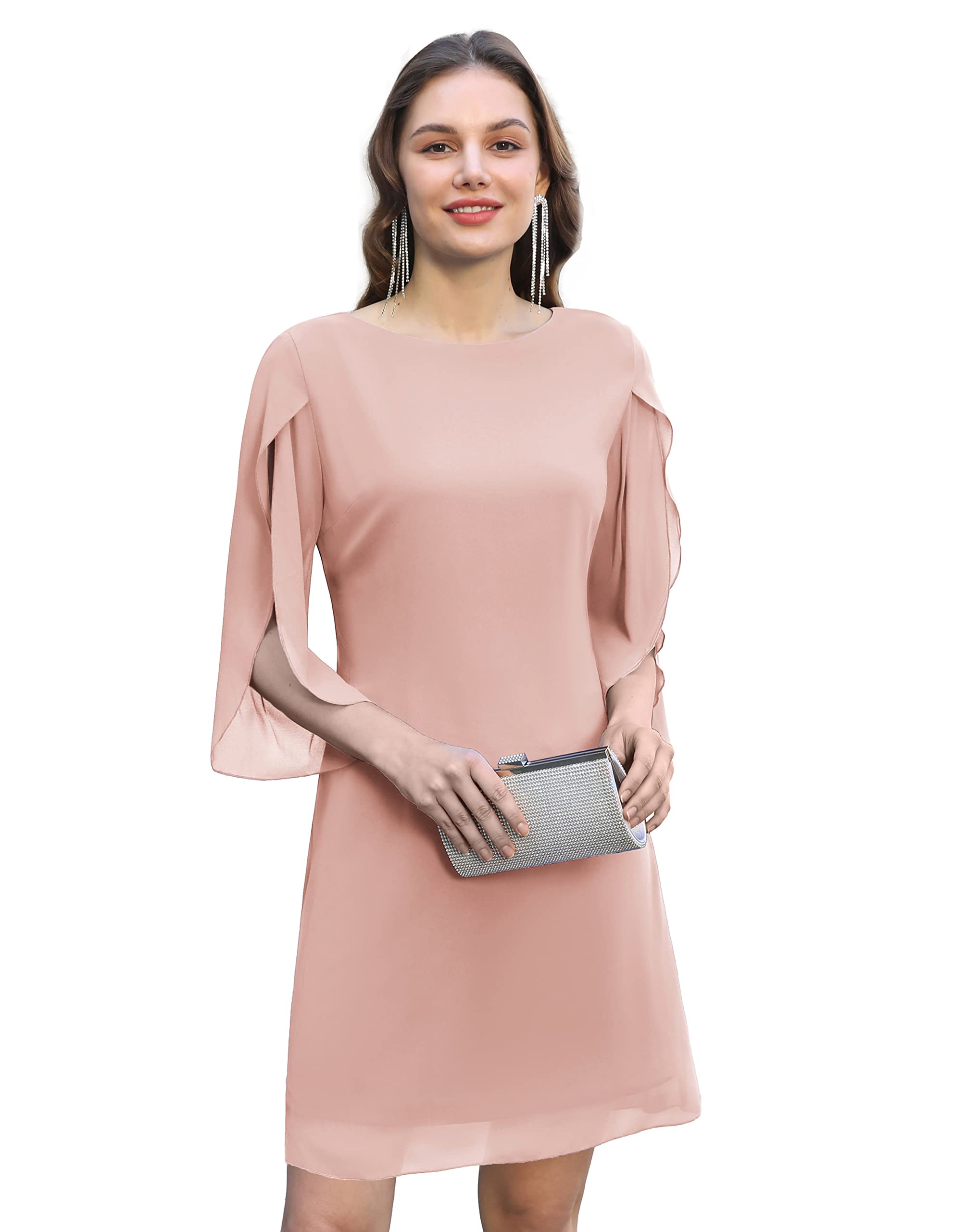 GRACE KARIN Women's Elegant Chiffon Cocktail Dress 2023 - A-Line Wedding Guest Party Dress with Floral Print | Perfect for Evening Parties, Bridal Showers & Formal Events