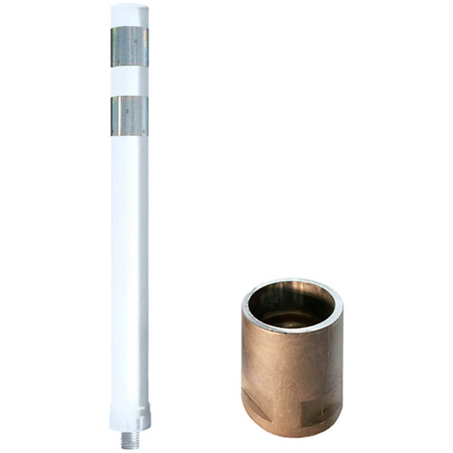 Pexco 8CP36WHT900 36-Inch White Traffic Channelizer Post with 3-Inch Reflective Tape - Durable Safety Cones for Road Construction, Parking Lots & Traffic Control