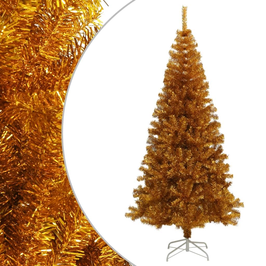 7ft Premium Artificial Christmas Tree with Gold Stand - Realistic PET Branches for Holiday Home Decor & Festive Celebrations